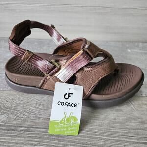 COFACE Flip Flops Sandals Adjustable Comfort Arch Support Womens Size 8.5 Brown